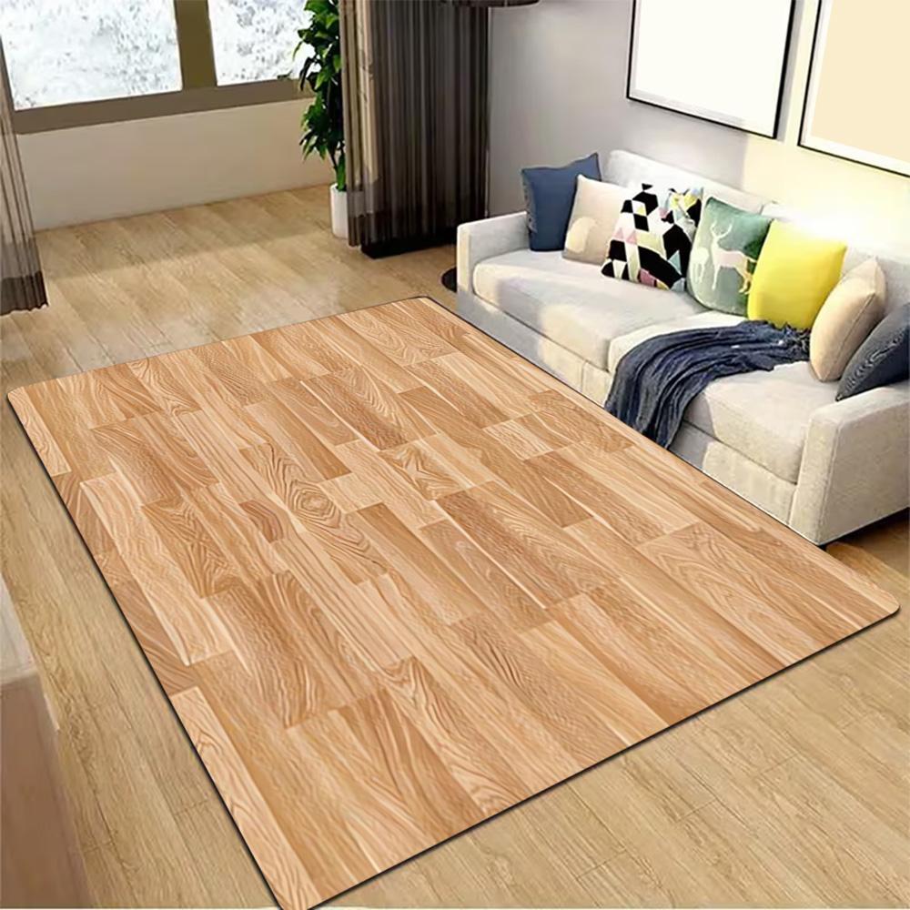 Wooden Wall Paneling Texture Decoration,Carpet,Living Room,Bedroom, Non-slip,Square rug