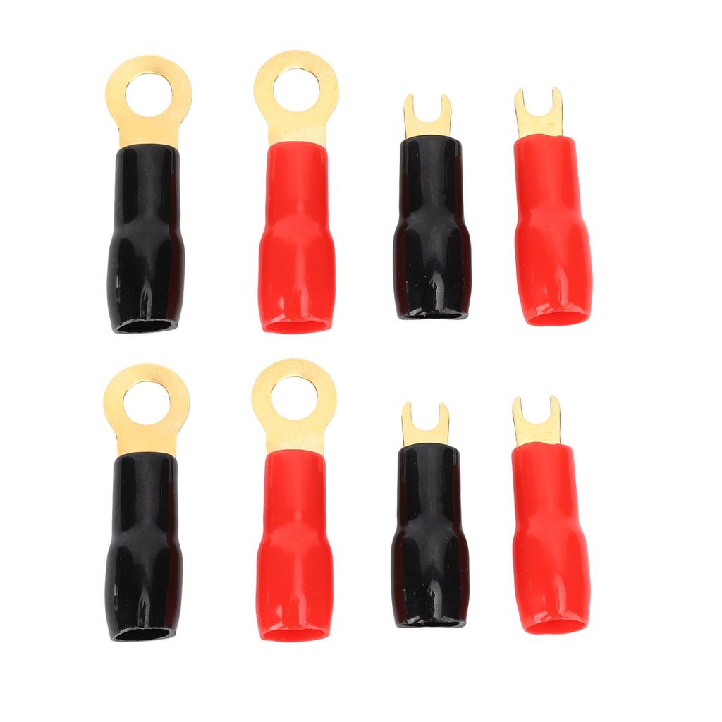 4 Gauge Streifen Gabelklemmen Gabel-Adapter Stecker Schwarz Rot Kupfer Crimpverbinder
