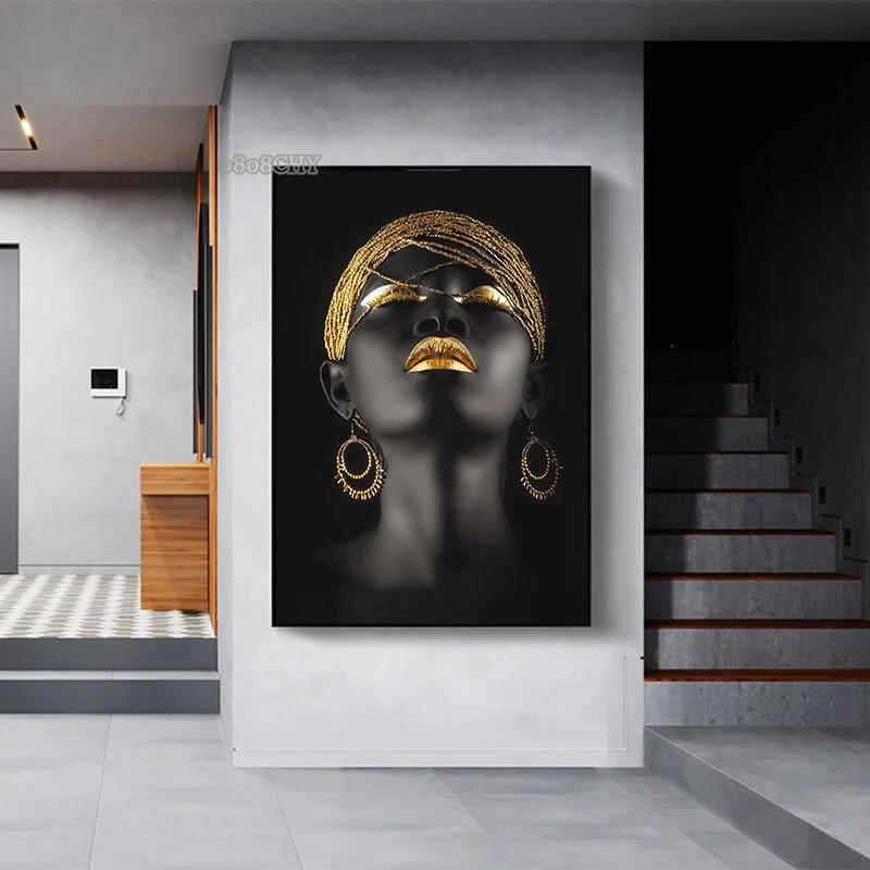 Egzotyczny urok piękna kobieta płótno artystyczne malarstwo moda postać plakaty i druki afrykańska kobieta obrazy na ścianę Home Decor