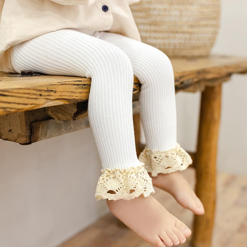 Frühlings- und Herbst-Baby Große PP-Hose mit vertikalen Streifen und Schleife Kann geöffnet werden, Kinder-Neun-Punkte-Hose, Mädchenhose