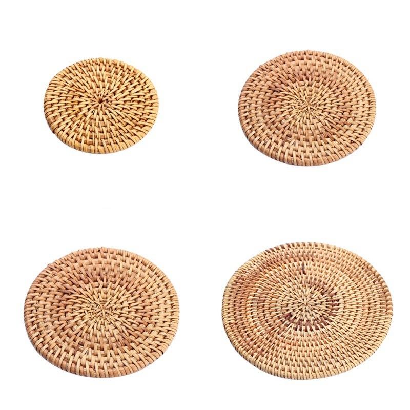 Home Rattan Trivets for Hot Dishes,Kitchen Pads for Coutertops,Pots and Pans,Decorative Woven Wood Place Mats