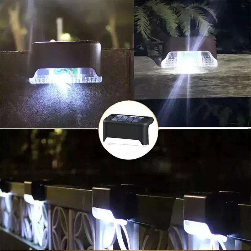 1Pack LED Solar Stair Light Lamp Waterproof Passage Courtyard Guardrail Step Night Light for Outdoor Garden Borders Terrace