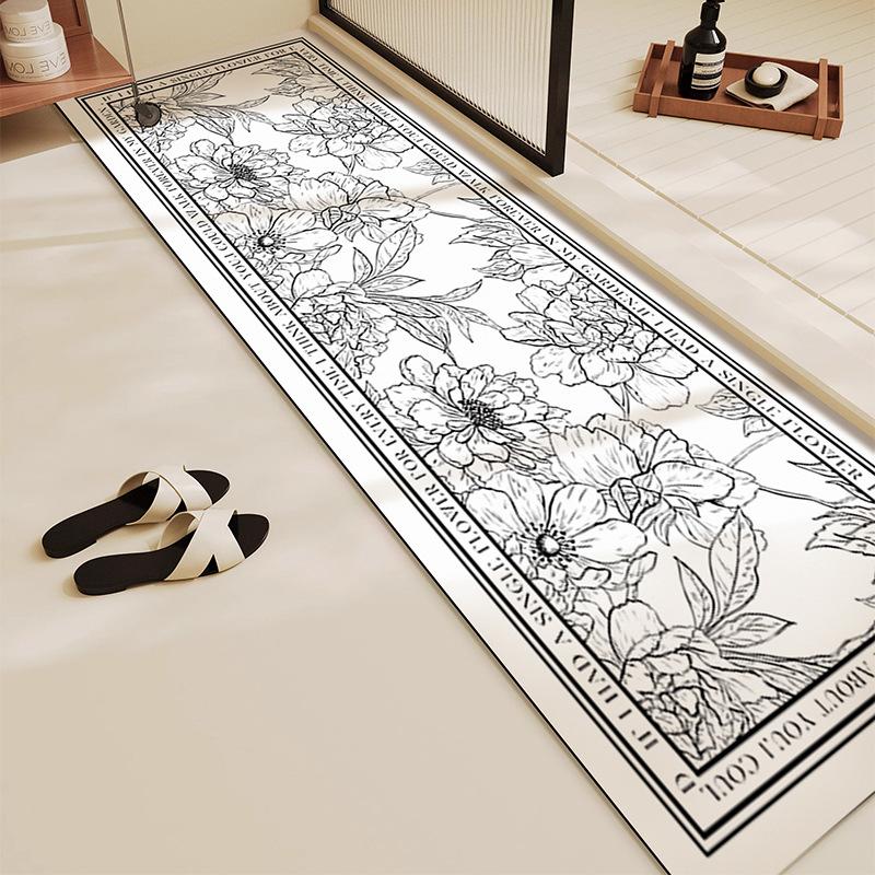 Badezimmer Kieselgur Wasserabsorbierende und Rutschfeste Fußmatten Badezimmer Türbereich Schnelltrocknend Schmutzabweisend Verschleißfest Lange Fußmatten