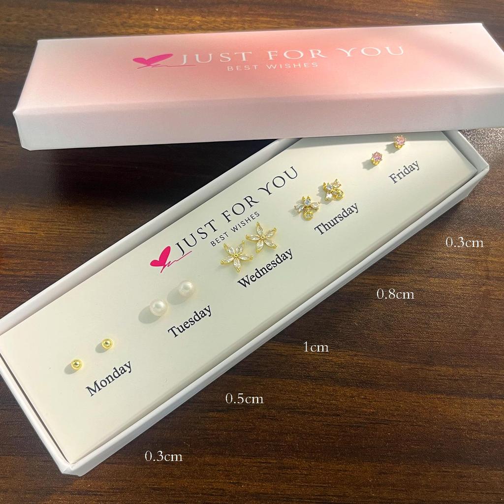 Weekly Gift Box: Star, Moon, Butterfly & Flower Bow Stud Earrings for Girls