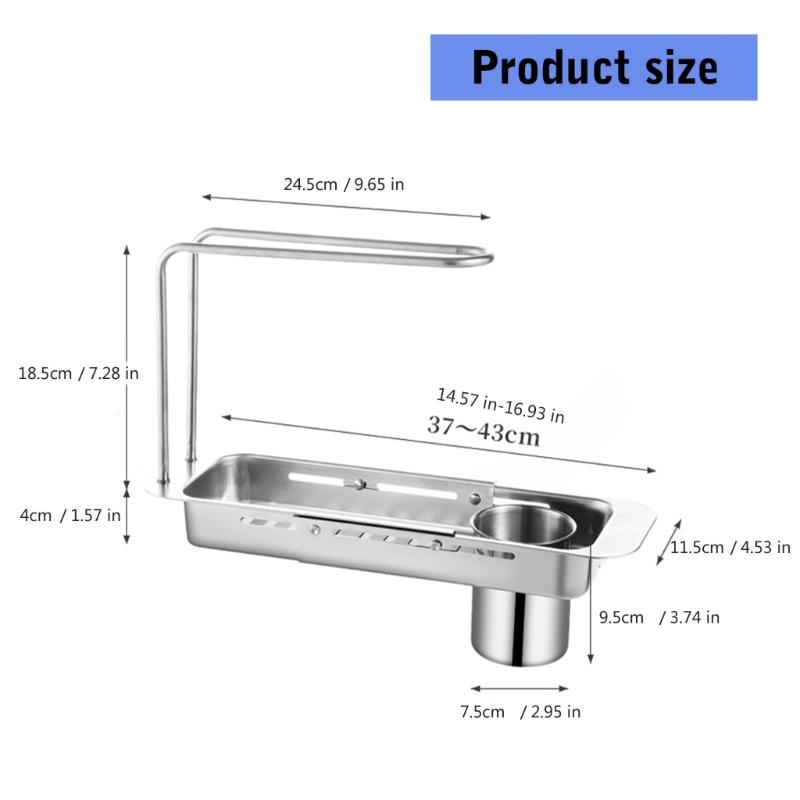 Multifunctional Over The Sink Storage Rack Stainless Steel Adjustable Shelf for Mess Release Kitchen Space