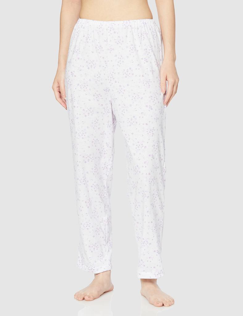 Made in Kyoto Długie Spodnie Elastyczne Otwory na Rękawy i Fiolet [Gunze] Piżama, Japonia, Nadruk, Rękawy, (z Nogami), 100% bawełna, dżersej,