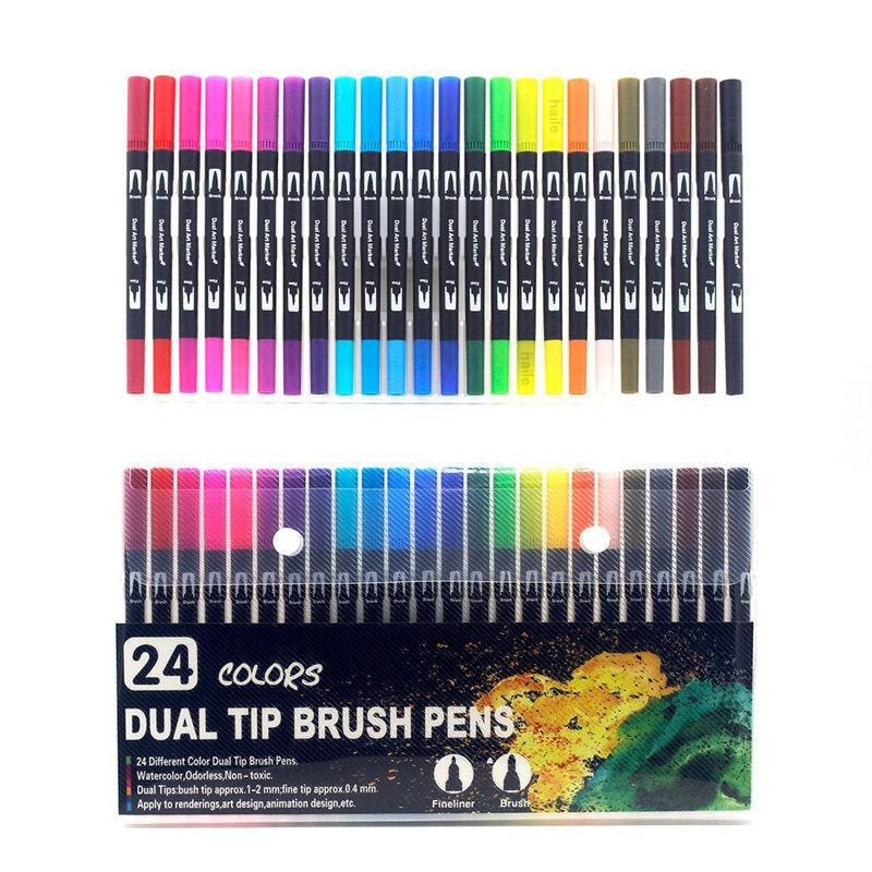 12/100/120Colors Dual Tip Calligraphy Pen Watercolor Brush Pen Art Markers Pens Manga Sketching Drawing Children DIY Supplies