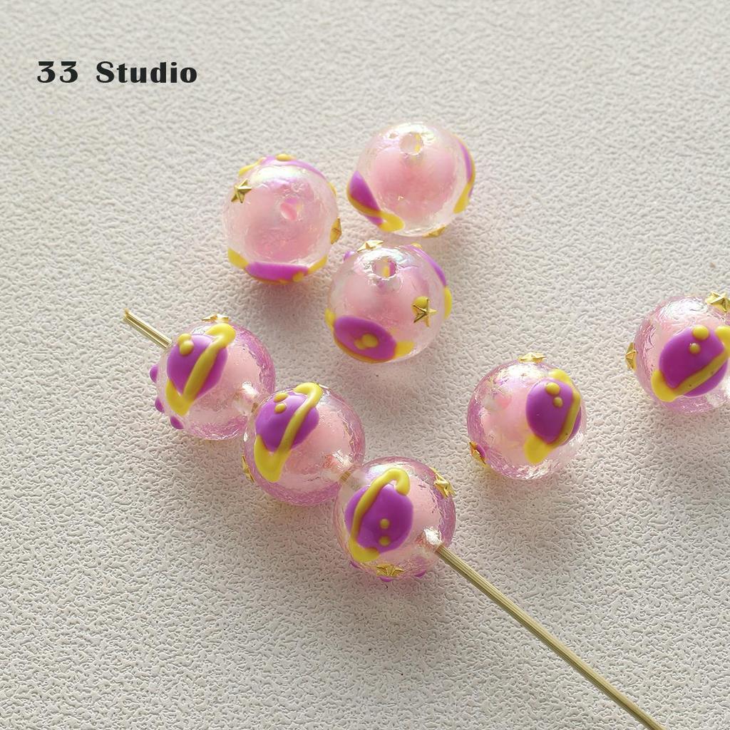 Pure Hand-painted Beads Stickers Diamonds Set Pearl Diy Jewelry Accessories Material Package Beads Car Pendant Cell Phone Chain Beads