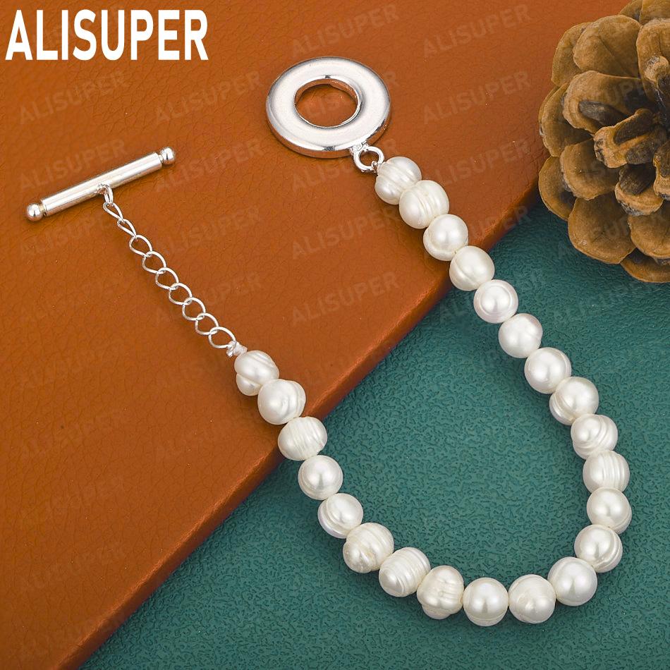 925 Sterling Silver Simple Polished Bead Side Chain Beautiful Bracelet Gift Jewelry 20CM