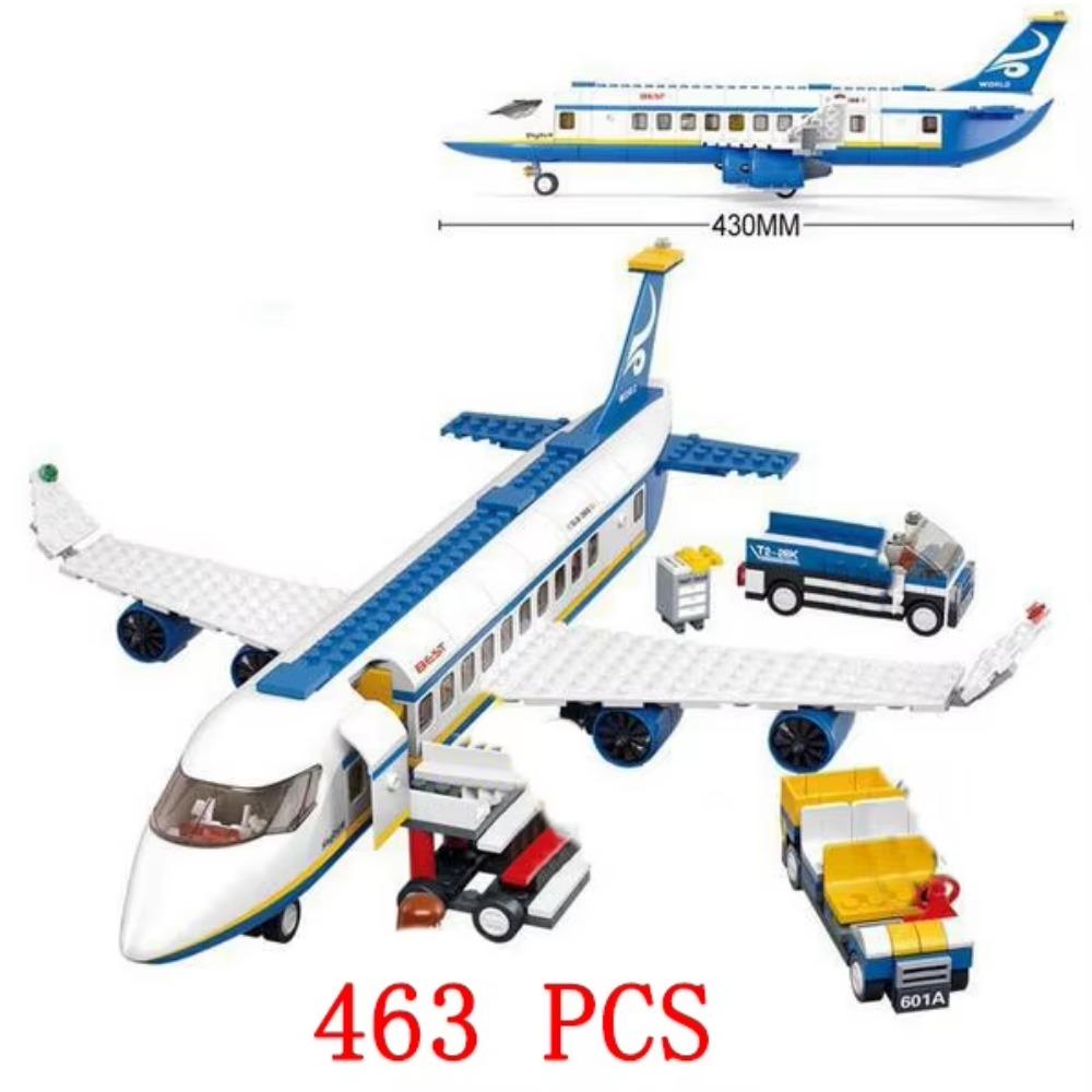 City Airplane International Passenger Plane Flight Model Building Blocks Airport Airlines Station Bricks Sets Kids Toy Technical