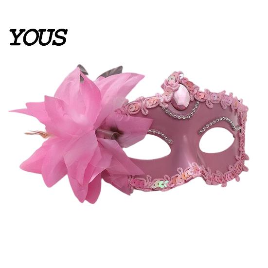 Venetian Style Mask Half Face Masquerade for Women, Mesh Flower Rhinestone Mask, Costumes Accessory Halloween Carnival Prom Ball Party Vintage