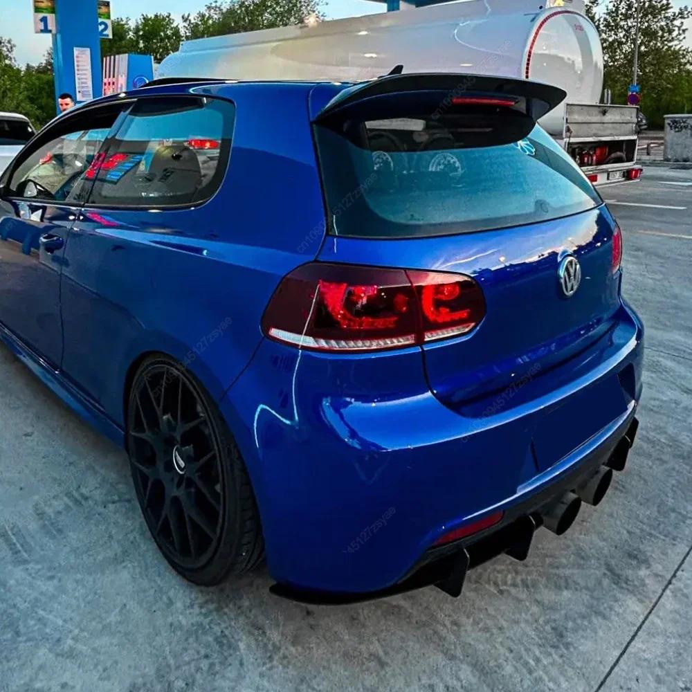 Für VW Golf 6 MK6 R R20 2008-2013 Heckstoßstange Diffusor Heckspoiler Seitenflaps Schutz Lippe Glanzschwarz Bodykits Tuning