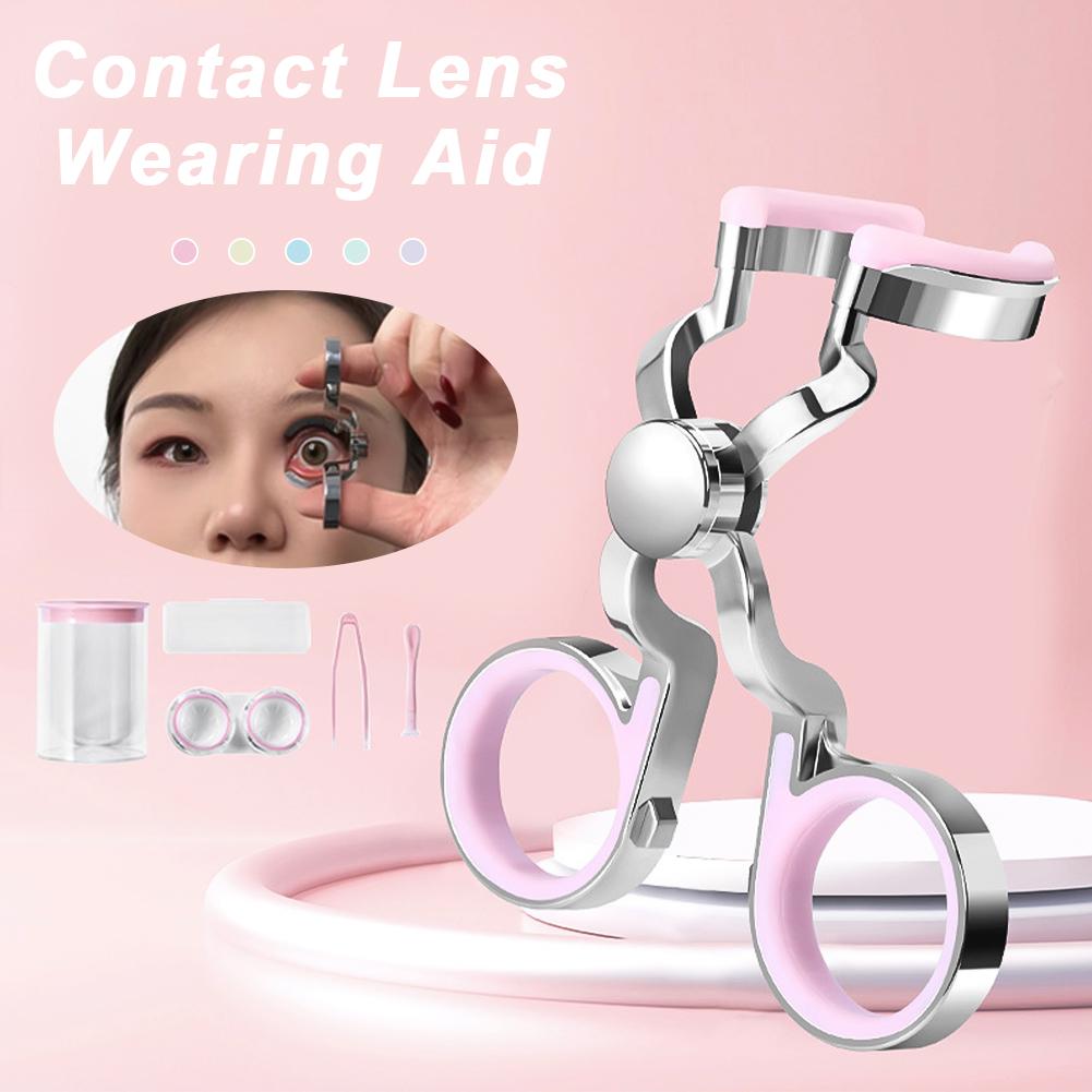 

Wearing Contact Lenses Removing Contact Lenses Assistive Devices Enlarging Eye Clips Storage Tools Contact Lens Wearing Aid рожевий