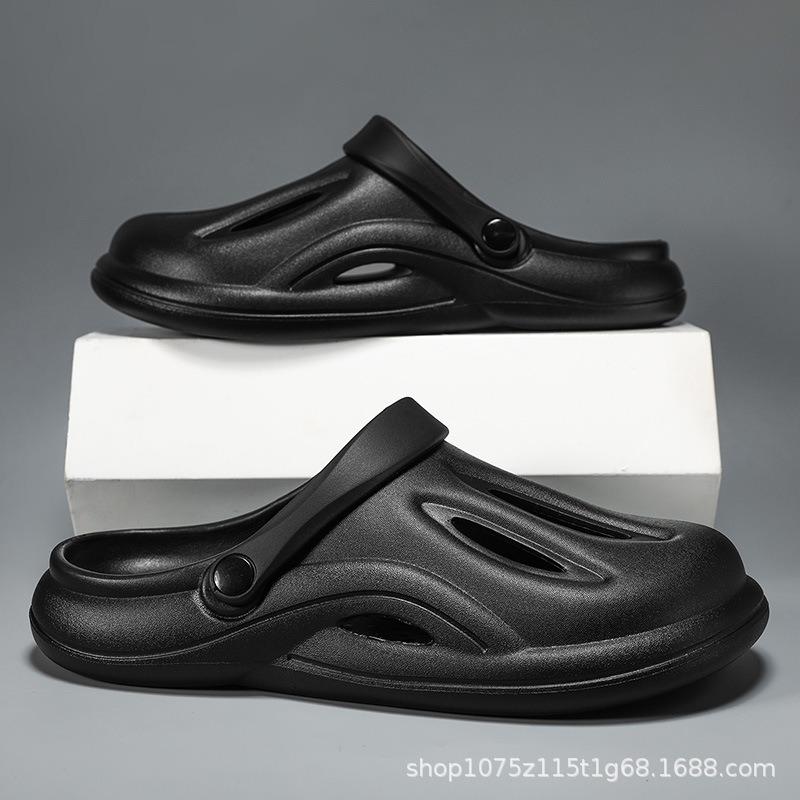 

Hole shoes men s summer new outdoor non-slip bag head slippers casual two wear beach sandals 40-41 чорний