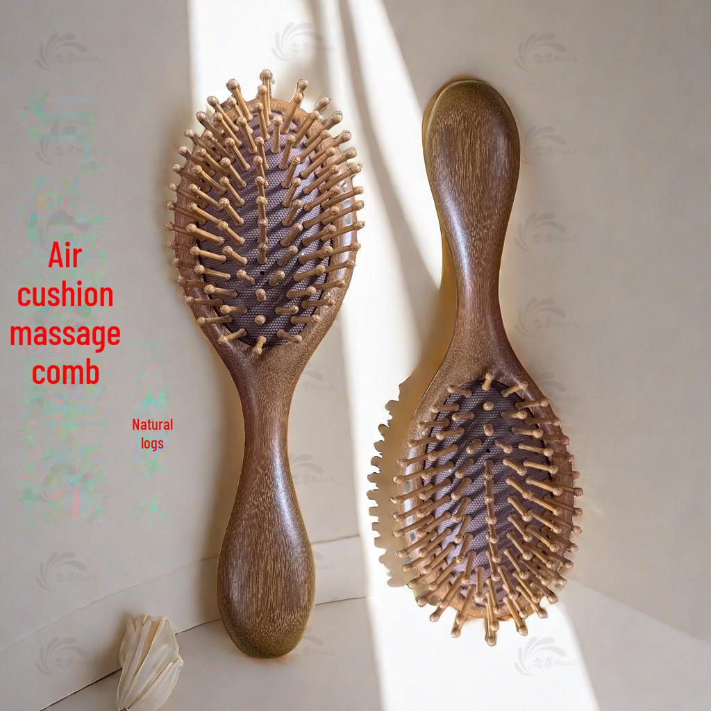 One Piece Gold Sandalwood Five-Tooth Massage Comb for Head and Meridian Stimulation.
