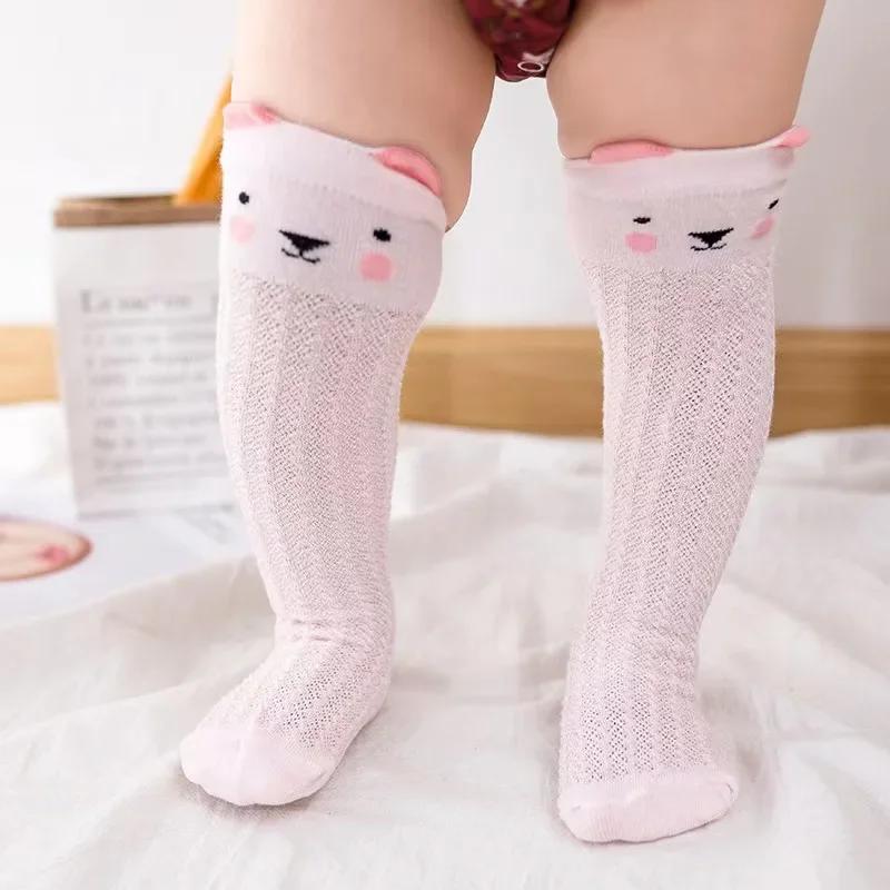 Boys Socks Summer New Born Mesh Cotton Sock Newborn Cute Cartoon Cat Pattern  Anti Mosquito Long Stocking Baby Girl Accessories