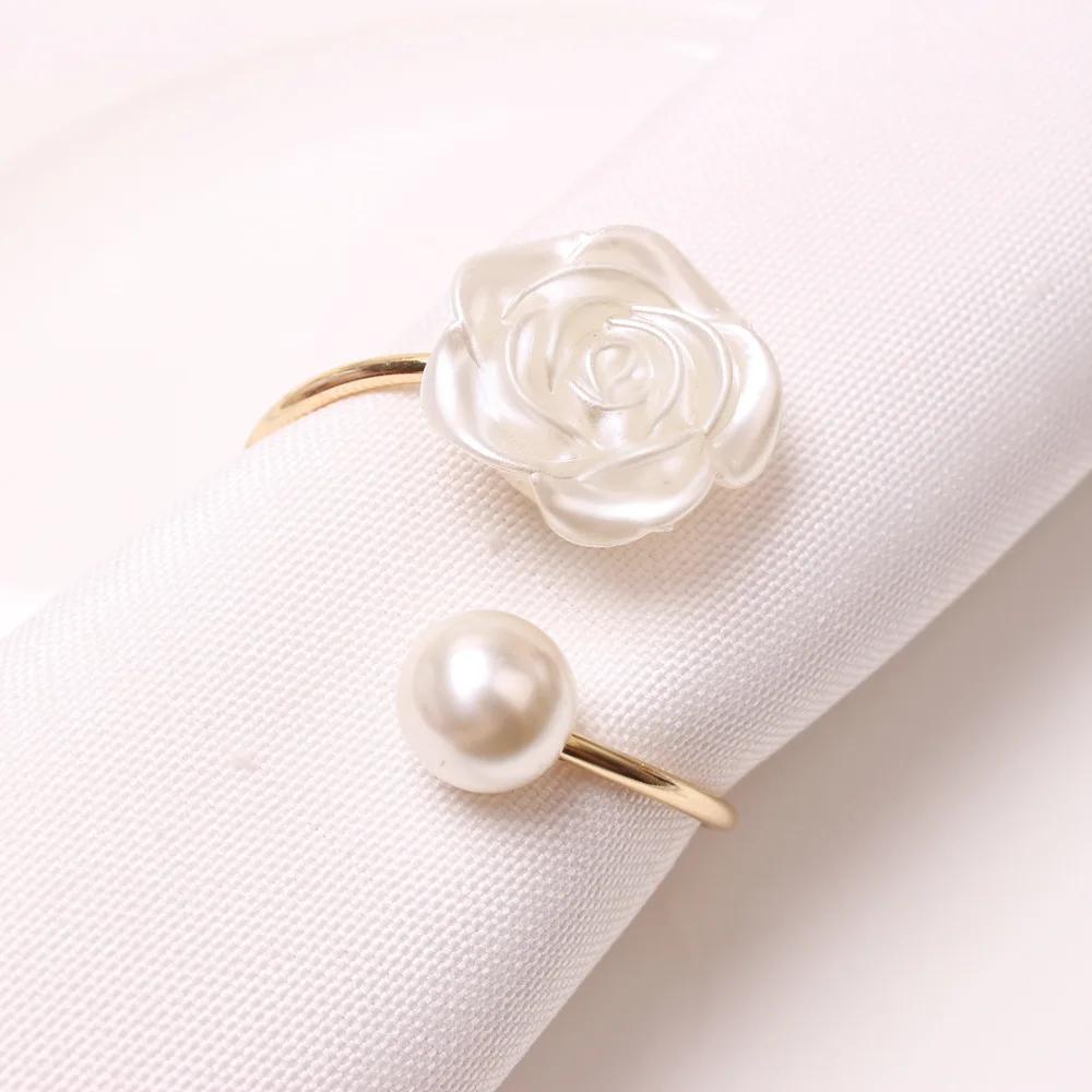 6Pcs Napkin Rings Buckle Imitation Pearl Rings For Dinner Parties Birthdays Weddings Family Gatherings Table Decor Napkin Holder