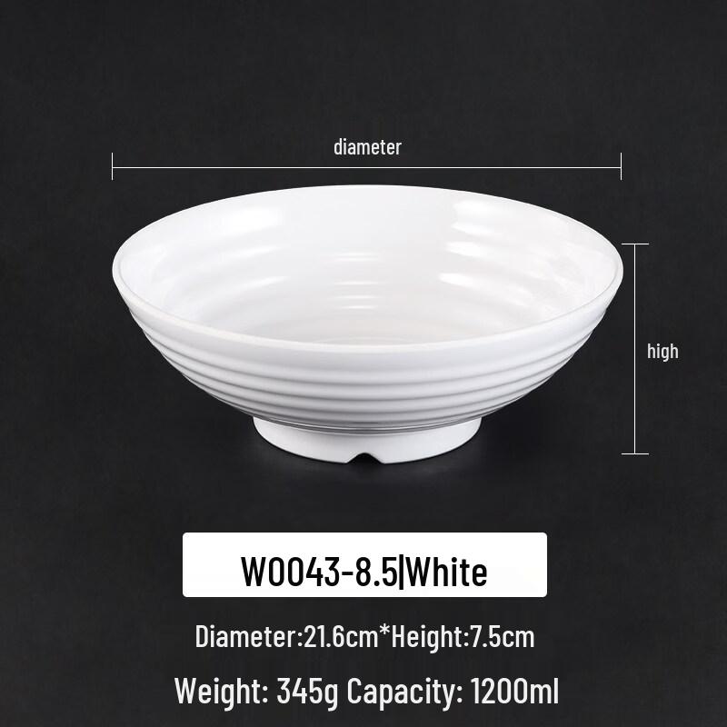 

Elegant White Commercial Melamine Noodle Bowl