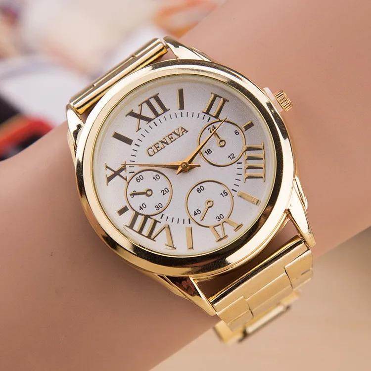 2025 New Brand 3 Eyes Gold Geneva Casual Quartz Watch Women Stainless Steel Dress Watches Relogio Feminino Ladies Clock Hot Sale