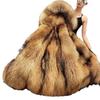 Women's Mid-Length Cotton Coat with Removable Faux Raccoon Fur Liner - Thickened, Plus Size