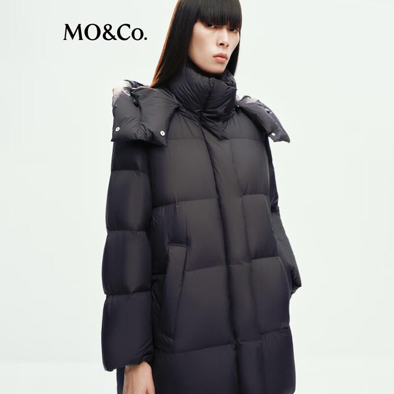MO&Co. Women's Long Goose Down Jacket with Detachable Hood