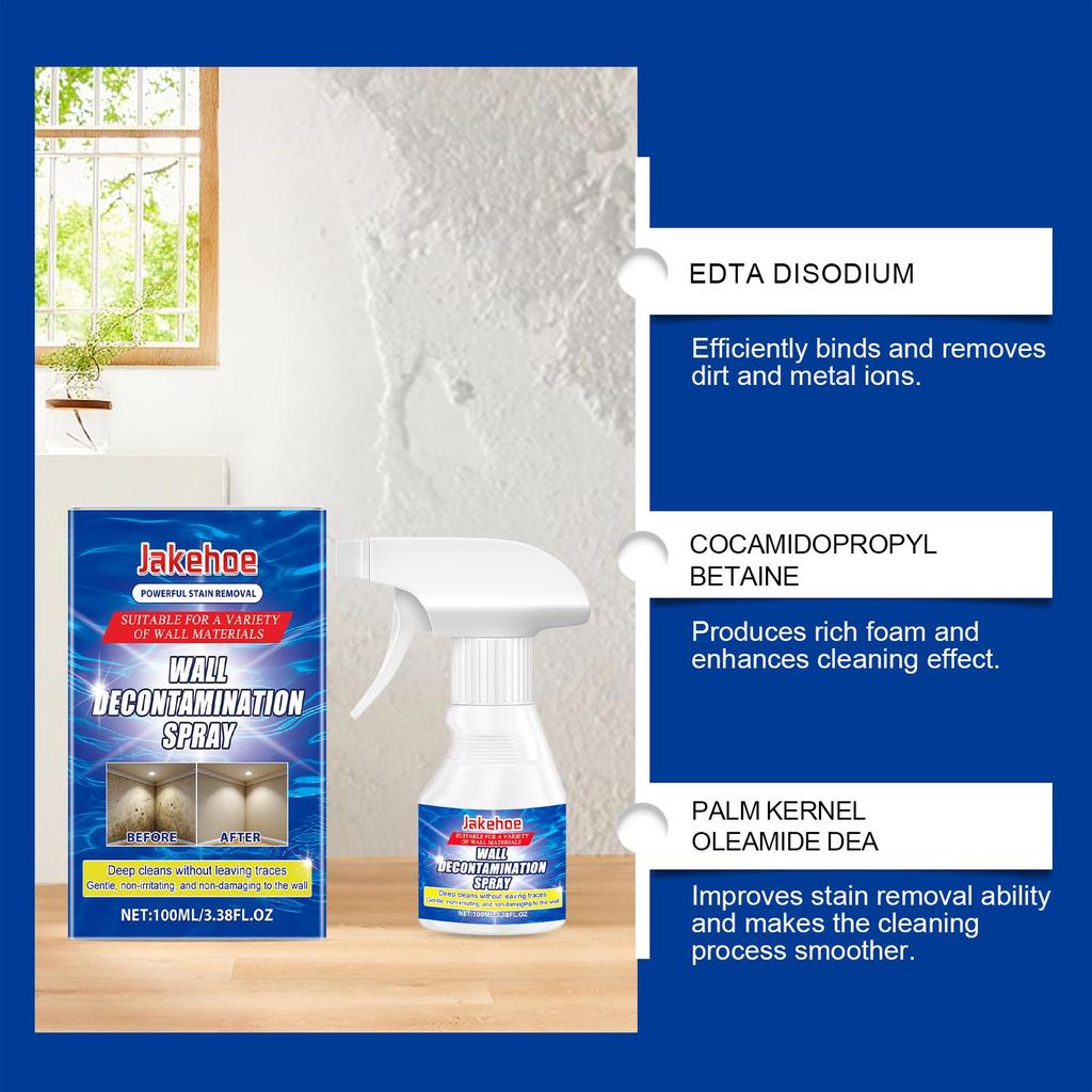 Jakehoe Wall Stain Remover Spray Wall Cleaner for Water Stains and Grime Bathroom Polishing Cleaner 100ml