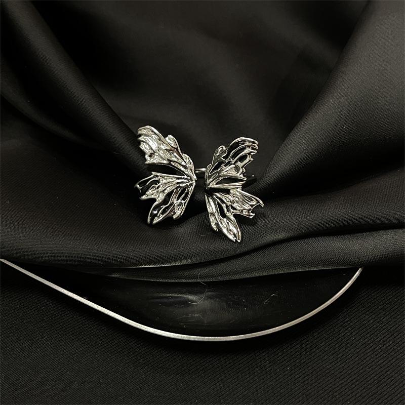 Butterfly Language Series Heavy Industry Butterfly Ring Women'S Niche Design Sense Advanced Purple Jewelry Personality French Index Finger Ring