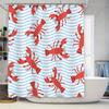 Blue White Striped Red Crab Shower Curtain Decorative Bath Rug Fabric Waterproof Washroom Accessory Home Bathroom Decoration Wat
