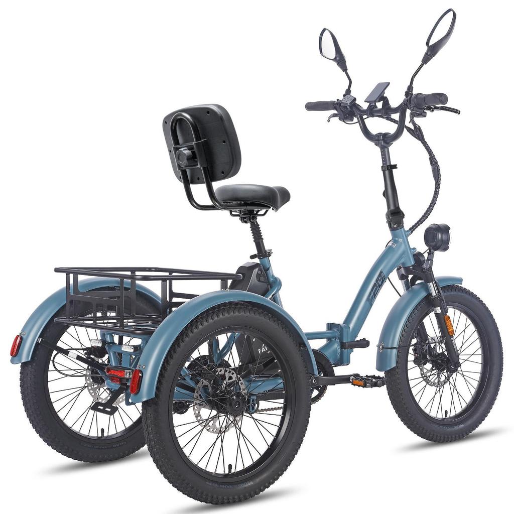 FAFREES F20 Mate L2E-P certified,20x3.0" folding electric cargo tricycle,48V 23.45ah,500W,3 riding modes,maximum assisted range of up to 125km.