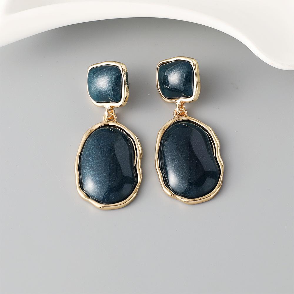

DIGADAGU Metal Square Geometric Dangle Earrings New Women s Exaggerated Simple Earrings Daily Zircon Accessories синий