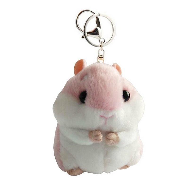 Kawaii Cute Soft Hamster Keyrings Keychains Faux Rabbit Fur Pompom Fluffy Trinkets Car Handbag Pendant Key Chian Ring Holder