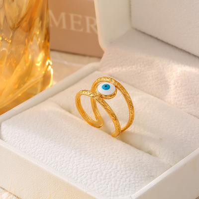 Personalized Blue Eye Ring, Niche Devil'S Eye Open Ring, Stainless Steel Non-Fading Female