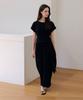 Meojiaenminggeul Summer Iconic Pleats Maxi Belted Dress (Black)