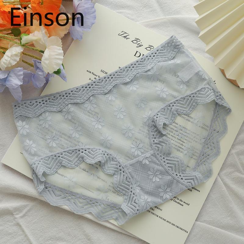 Lace Underpants Women's Breathable Cotton Sexy Comfortable Mid Waist Hip Lift Thin Breathable Seamless Briefs Einson