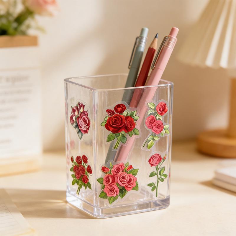 Waterproof Transparent Stickers: Plant & Flower DIY Decoration for Water Bottles & Journals