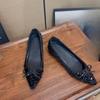 Fashion Inside Heightened Single Shoes Women's Fashion Pointed Toe Shallow Mouth Sequin Bow Soft Sole Non-Slip Wear-Resistant Flats