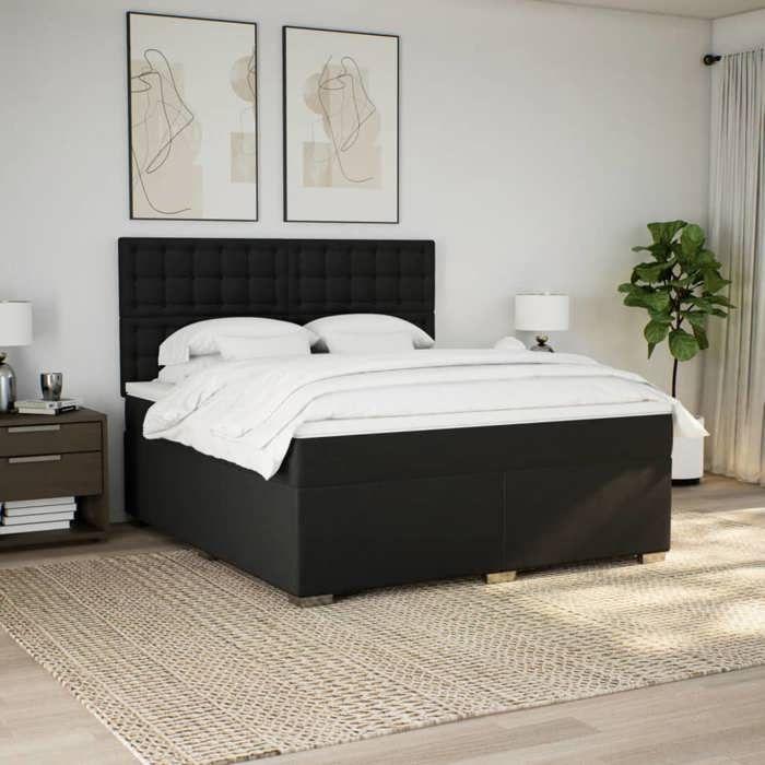 Maison Exclusive - Sommier à lattes de lit avec matelas Noir 180x200 cm Tissu