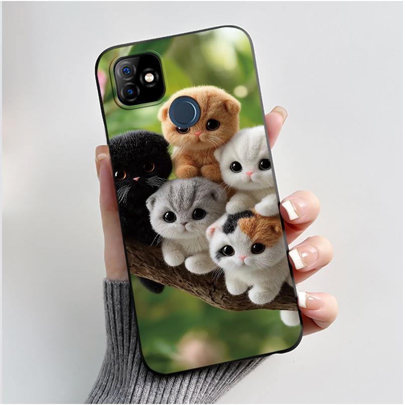 

Jelly Black Case For Itel P36 Play/Vision 1 Bumper Soft Silicone Casing Viral Bright Sunflower Painted Shockproof Cover Itel P36 Play