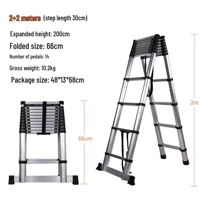 Multi-Functional Aluminum Telescopic Ladder - Herringbone Design, Foldable, Thickened for Household and Large Joint Decoration.