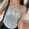 White Camisole for Women's Summer Outerwear, Bottoming Sleeveless T-shirt with Pure Cotton Breast-covering Racer-shaped Short Top