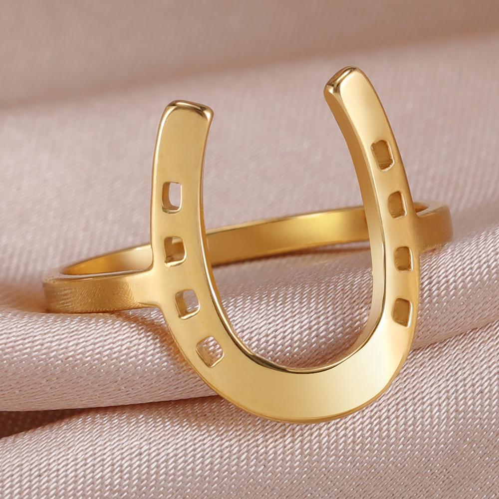 

Ретро Кольцо-подкова Животное Лошадь Конный Подарок Нержавеющая сталь Обручальное кольцо Парные украшения 9