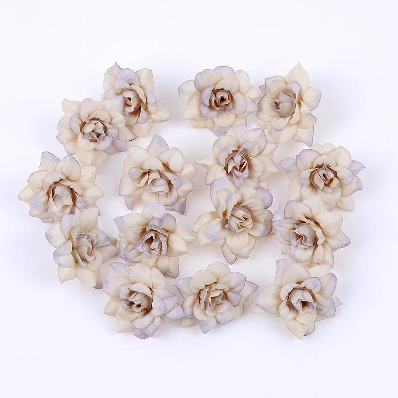 10Pcs Artificial Flower 4.5cm Silk Rose Head For Wedding Home New Year Decoration DIY Garland Scrapbook Gift Box Craft Flowers