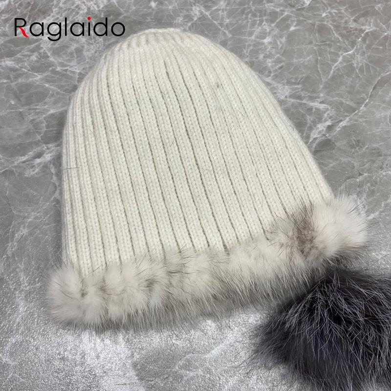 Floral Fluffy Ball Hat Genuine Mink Fur Women Winter Hat Fluffy Fox Beanies Stylish Snow Outdoor Warm Girl Fur Hats