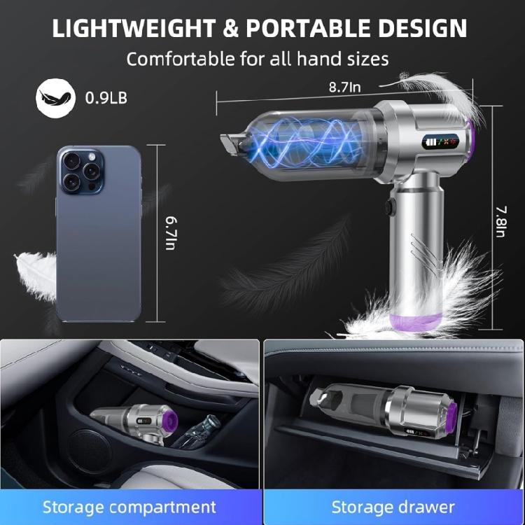 High Capacity Rechargeable Wireless Car Vacuum With Rotational Airflows Cyclonic System Quick Charge 3Hrs Deep Cleaning