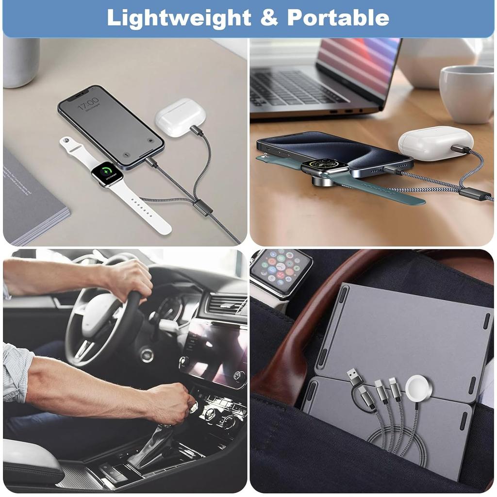 3 in 2 Multi Charging Cable for Apple Watch USB C Charger for iPhone & iWatch Type C/A Fast Charging Cord Compatible with Apple Watch Ultra/Series