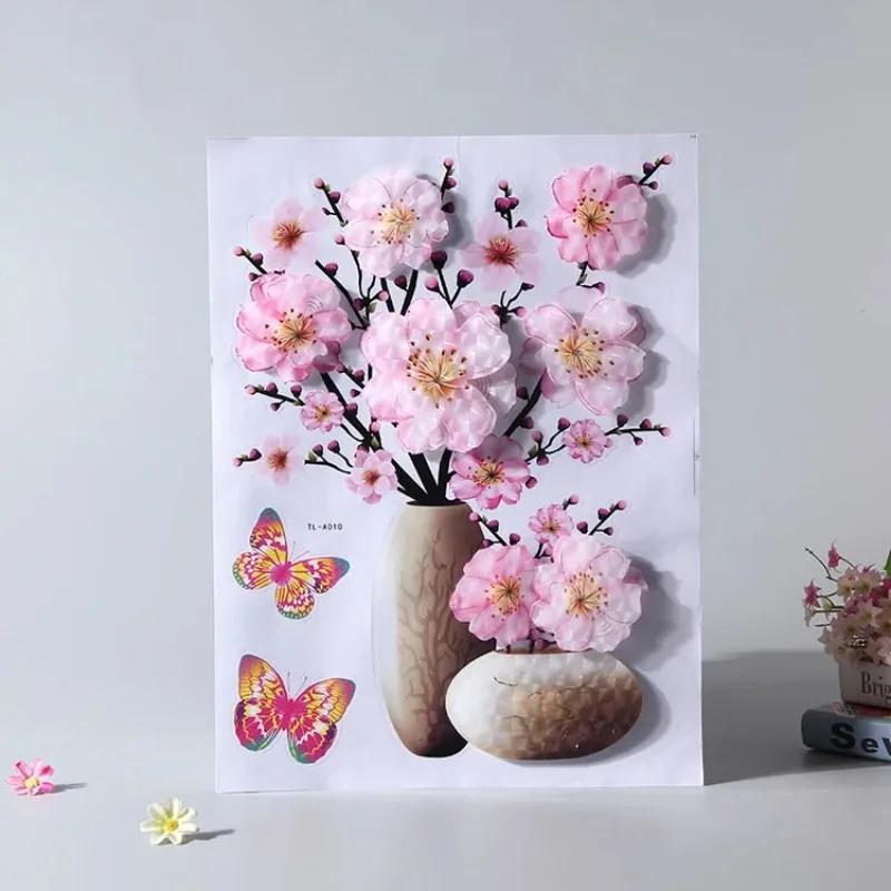 Refrigerator Sticker 3D Stereo Vase Wall Sticker Self-adhesive Wall Painting Bedroom Living Room Background Wall Decoration