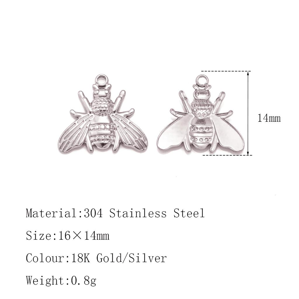 3Pcs Flower&Insect Charms Stainless Steel Exquisite Butterfly/Bee/Rose/Scarab Pendant Necklace Earring Dangle DIY Jewelry Making