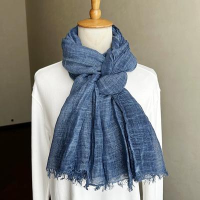 Retro Pure Cotton Scarf for Women Striped Solid Color Glittery Yarn Warm Soft Wrap and Scarves for Autumn and Winter Men's Scarf