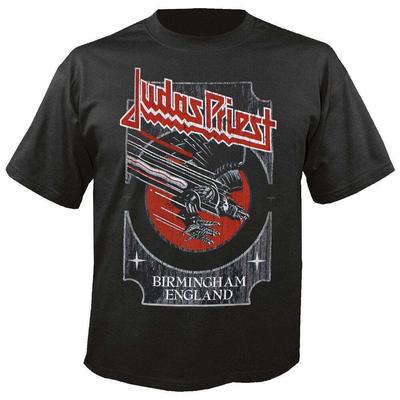 Judas Priest 'Silber und Rot Screaming For Vengeance' Schwarzes T-Shirt - NEU