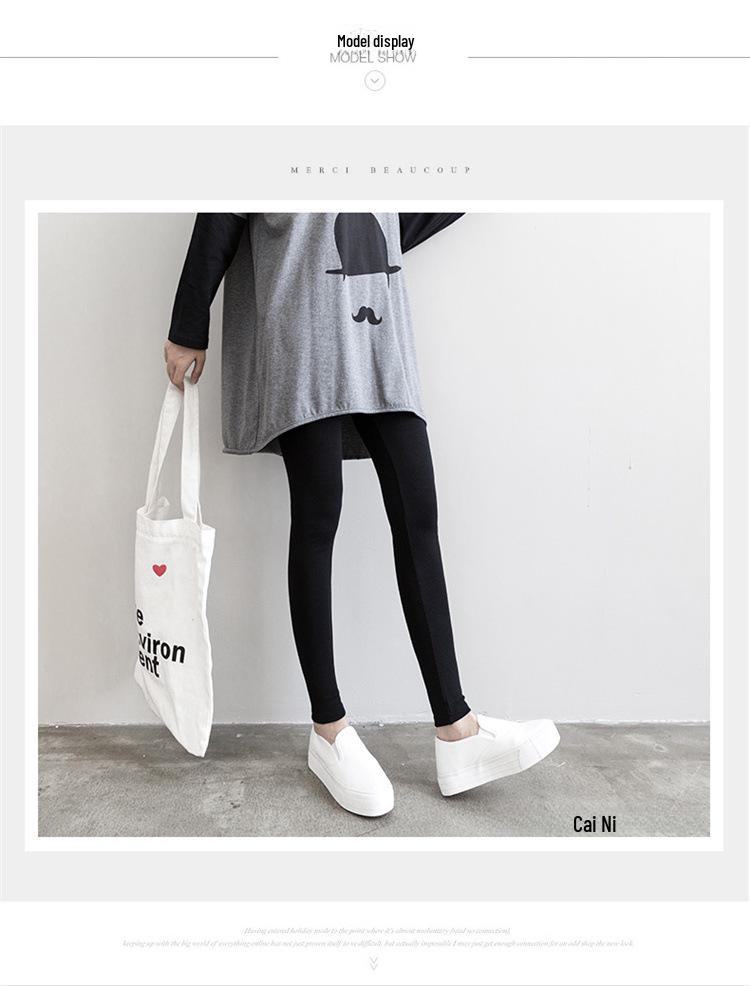 Women's High Waist Brushed Cotton Leggings: Versatile, Slim Fit Nine-Point Pants for Spring and Autumn.